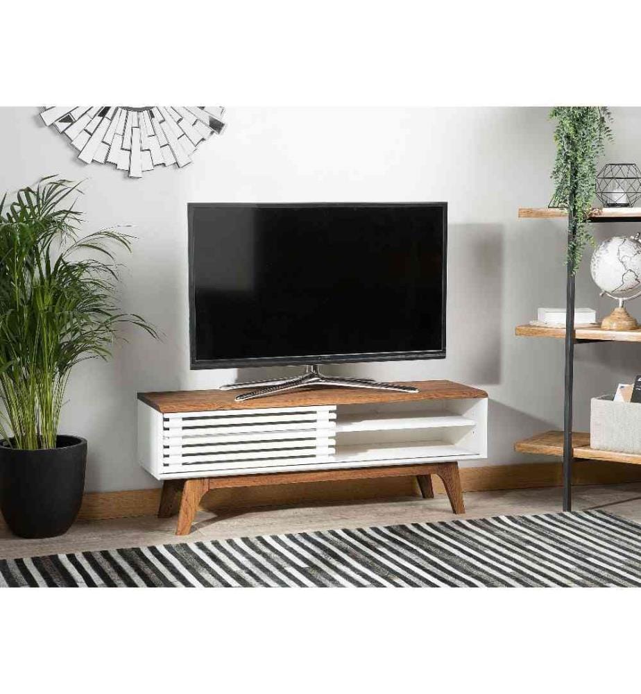 Meuble TV TOLEDO II Marron/blanc