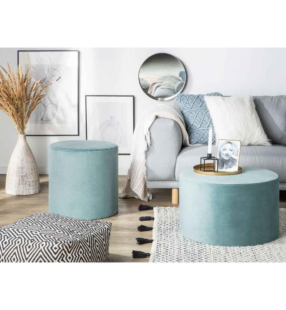 Pouf LOVETT Velours Vert menthe