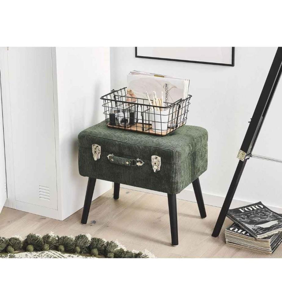 Tabouret de rangement MALLARD Velours côtelé Vert foncé