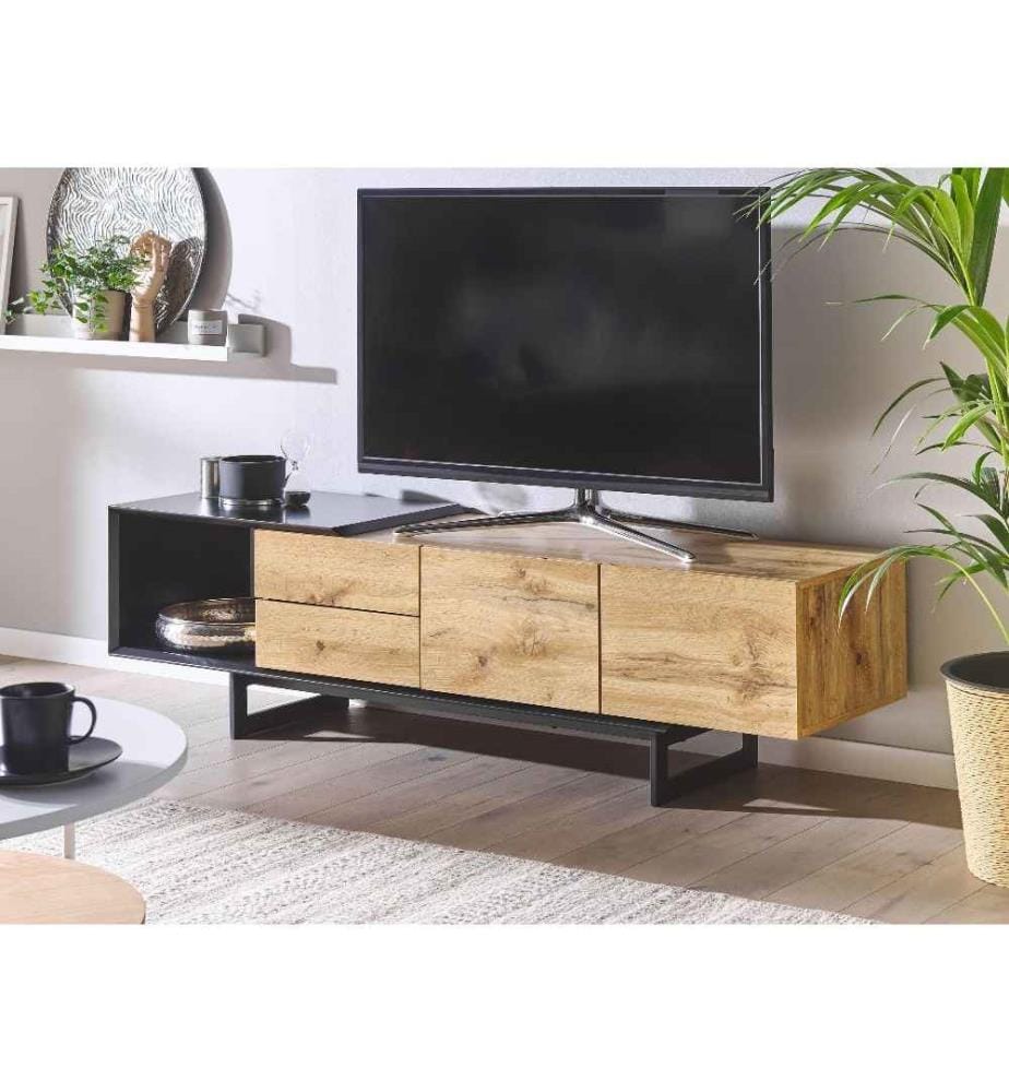Meuble TV FIORA Marron/noir