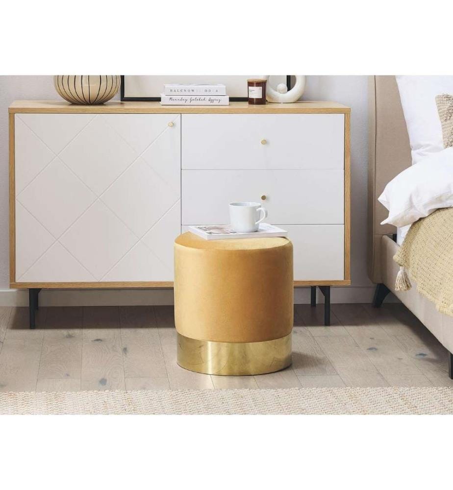 Pouf SOPHIA Velours Moutarde