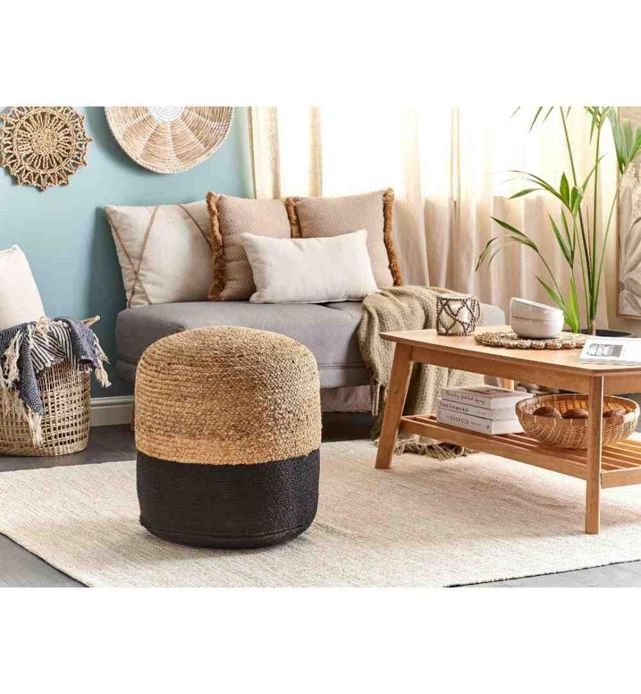 Pouf DALAMA Jute Noir