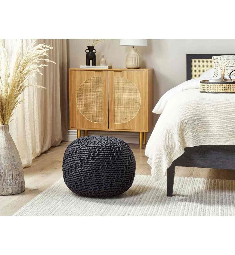 Pouf PRIENE Coton Noir