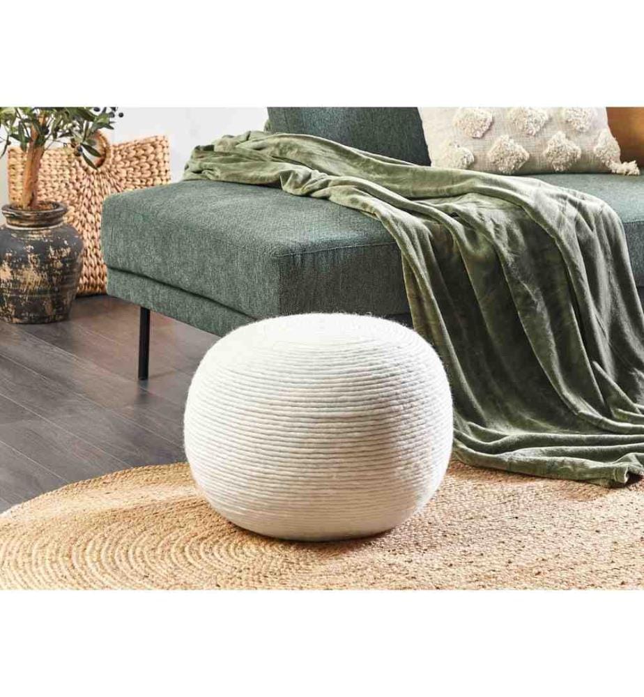 Pouf TAKHABI Laine Blanc