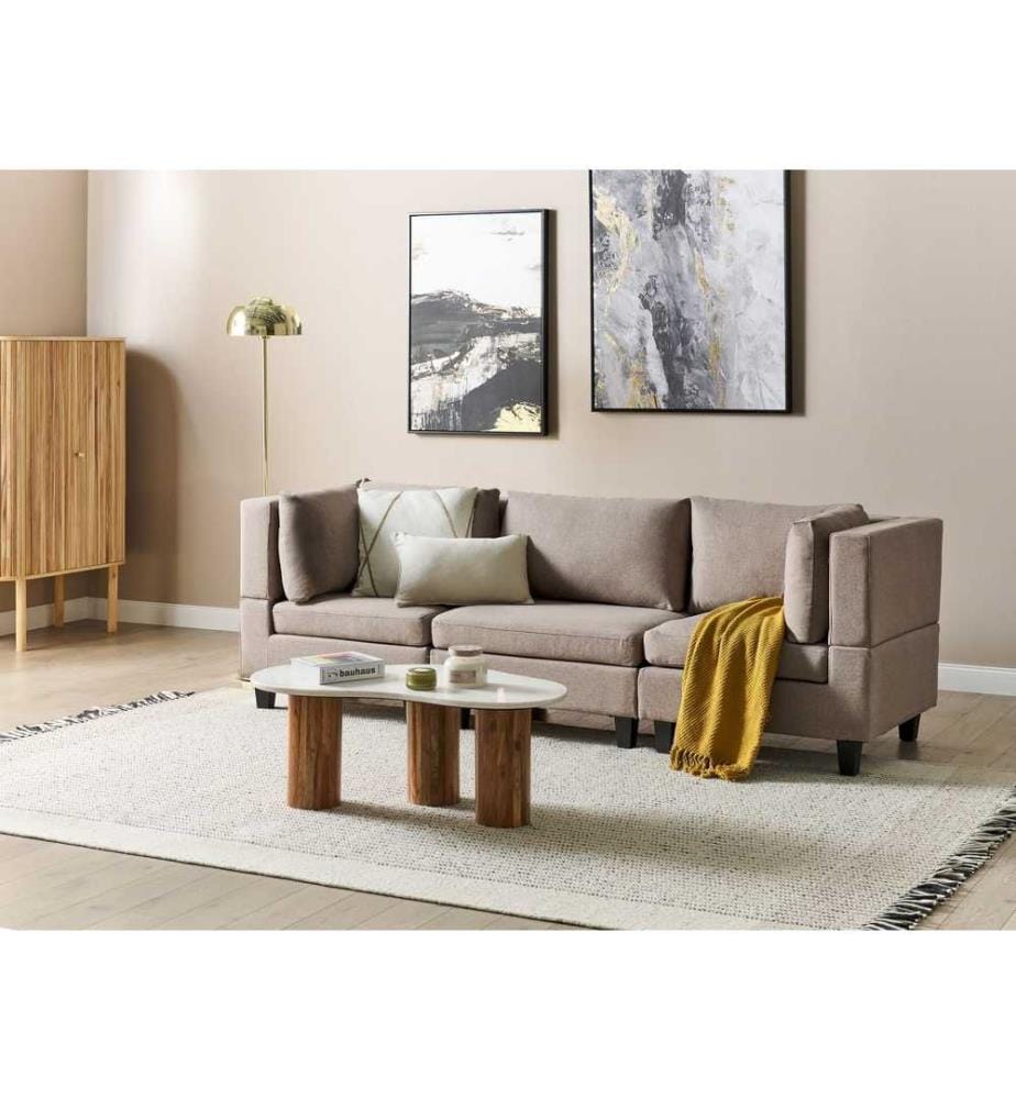 Canapé modulable 3 places UNSTAD Tissu Marron