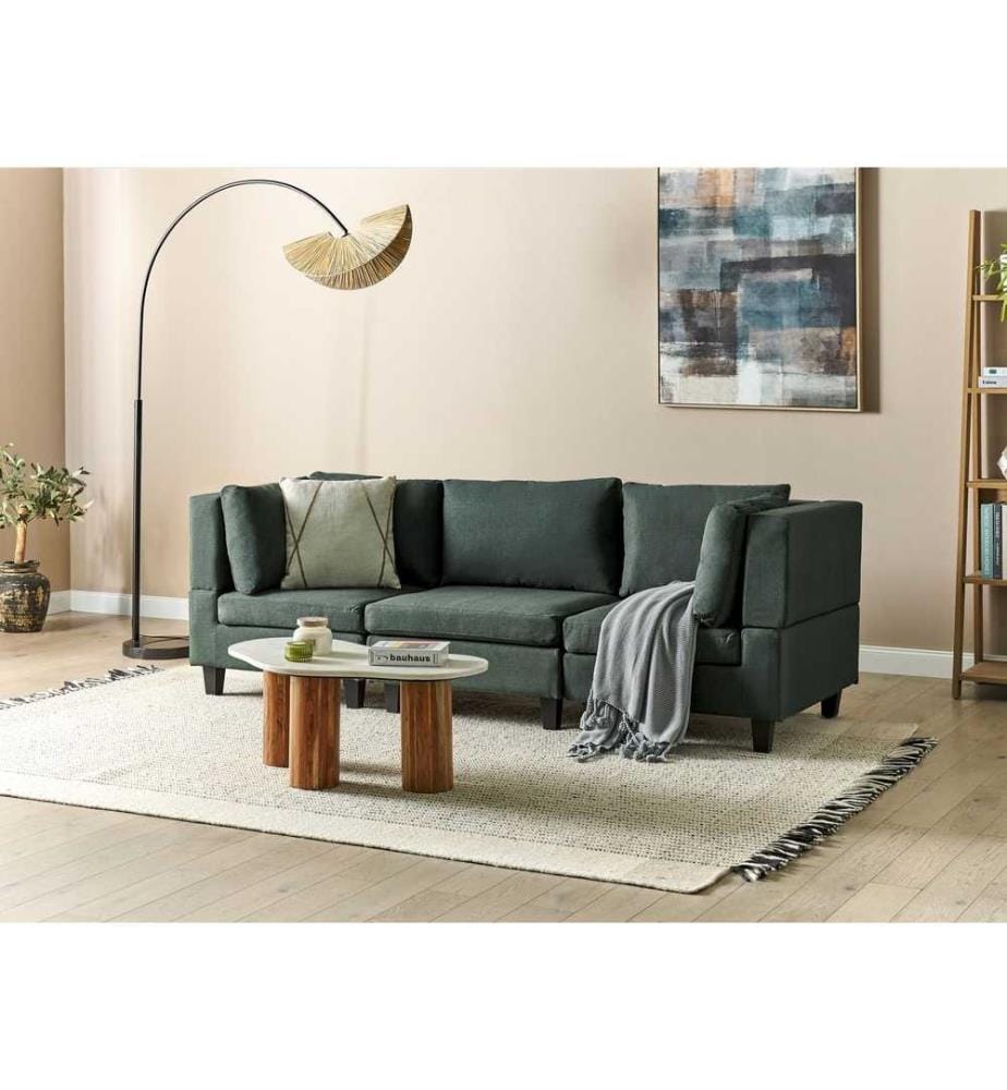 Canapé modulable 3 places UNSTAD Tissu Vert foncé