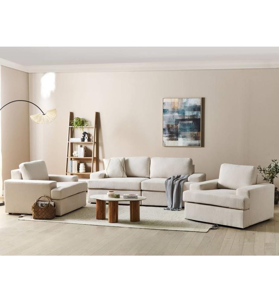Ensemble de salon 5 places ALLA Tissu Beige clair