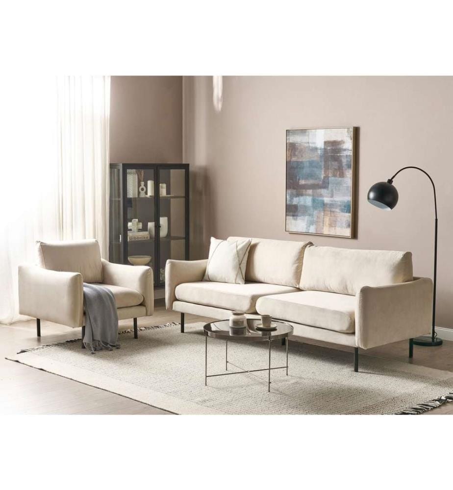 Ensemble de salon 4 places VINTERBRO Velours Beige clair