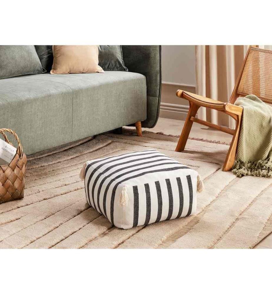 Coussin de sol ASHTI Coton Noir/blanc