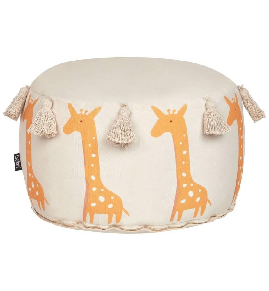 Pouf Repose-Pieds Beige en Coton 45 x 25 cm Housse Amovible Décoratif Motif Girafe Style Moderne