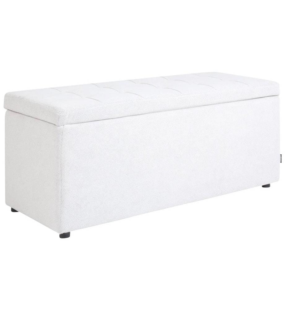 Pouf de rangement OREM Tissu Blanc cassé