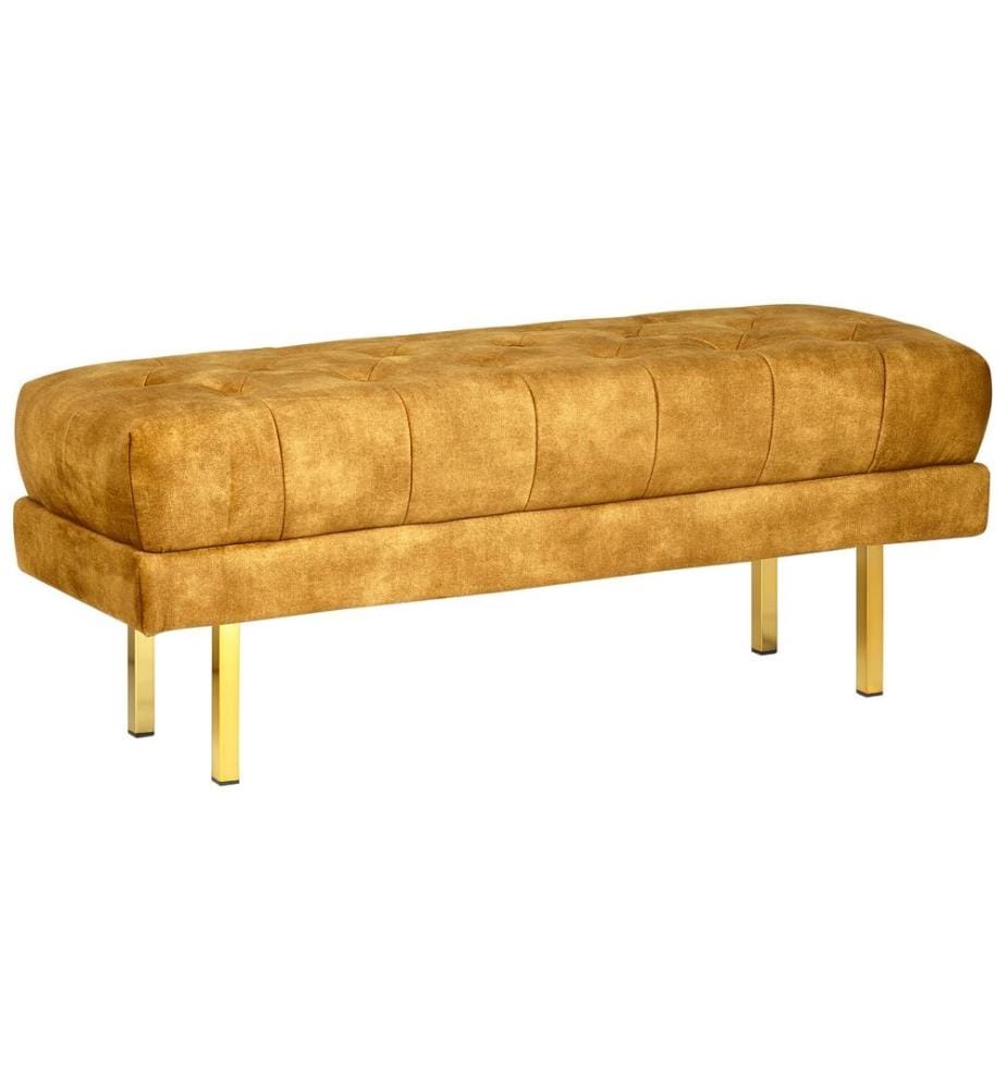 Banc rembourré ROSEVILLE Velours Moutarde