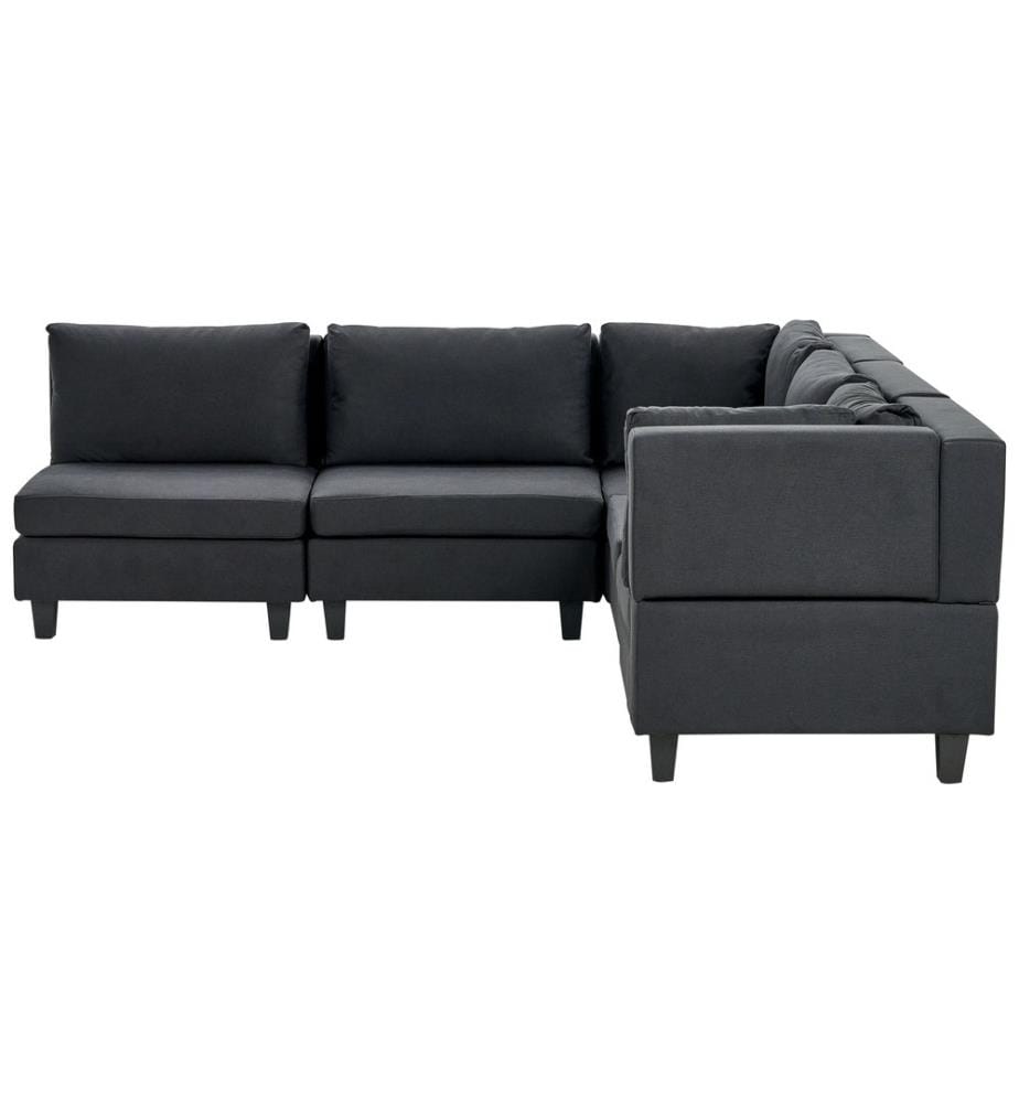 Canapé d'angle modulable 5 places UNSTAD Tissu Noir Côté gauche