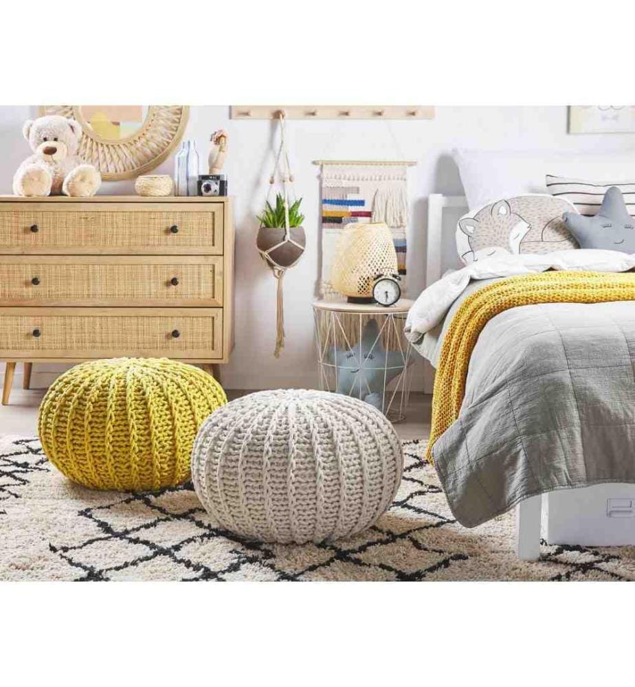 Pouf CONRAD Coton Moutarde