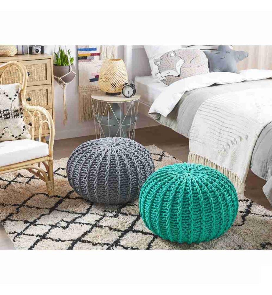 Pouf CONRAD Coton Gris foncé