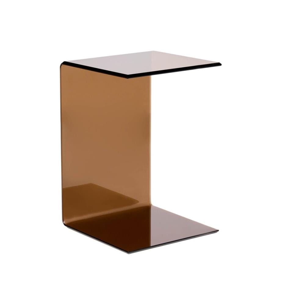 Table d'appoint LOURDES Verre de sécurité Marron