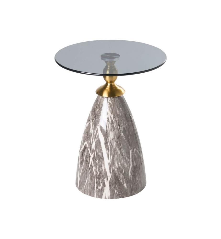 Table d'appoint CADY Verre de sécurité Marbre noir