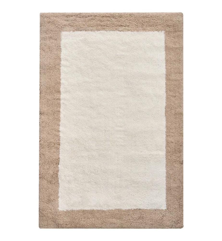 Tapis de bain KABRI Marron/beige 60 x 90 cm Coton