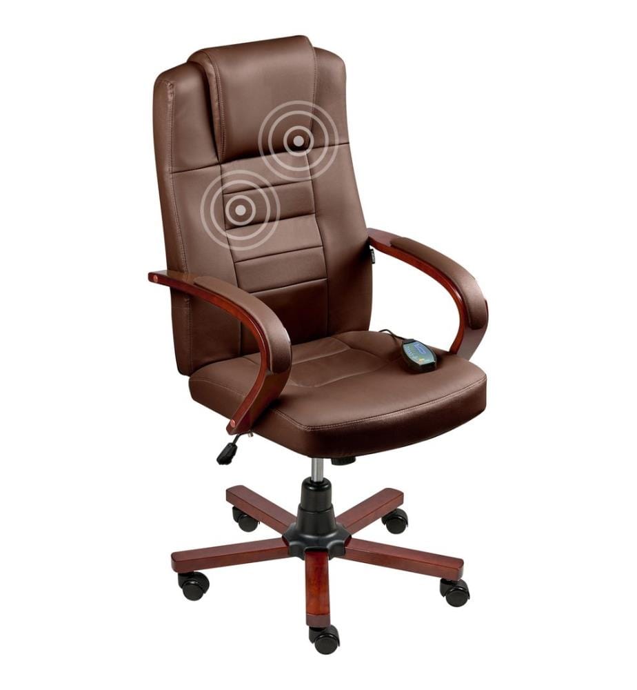 Fauteuil massant DIAMOND avec fonction chauffante Cuir Marron foncé