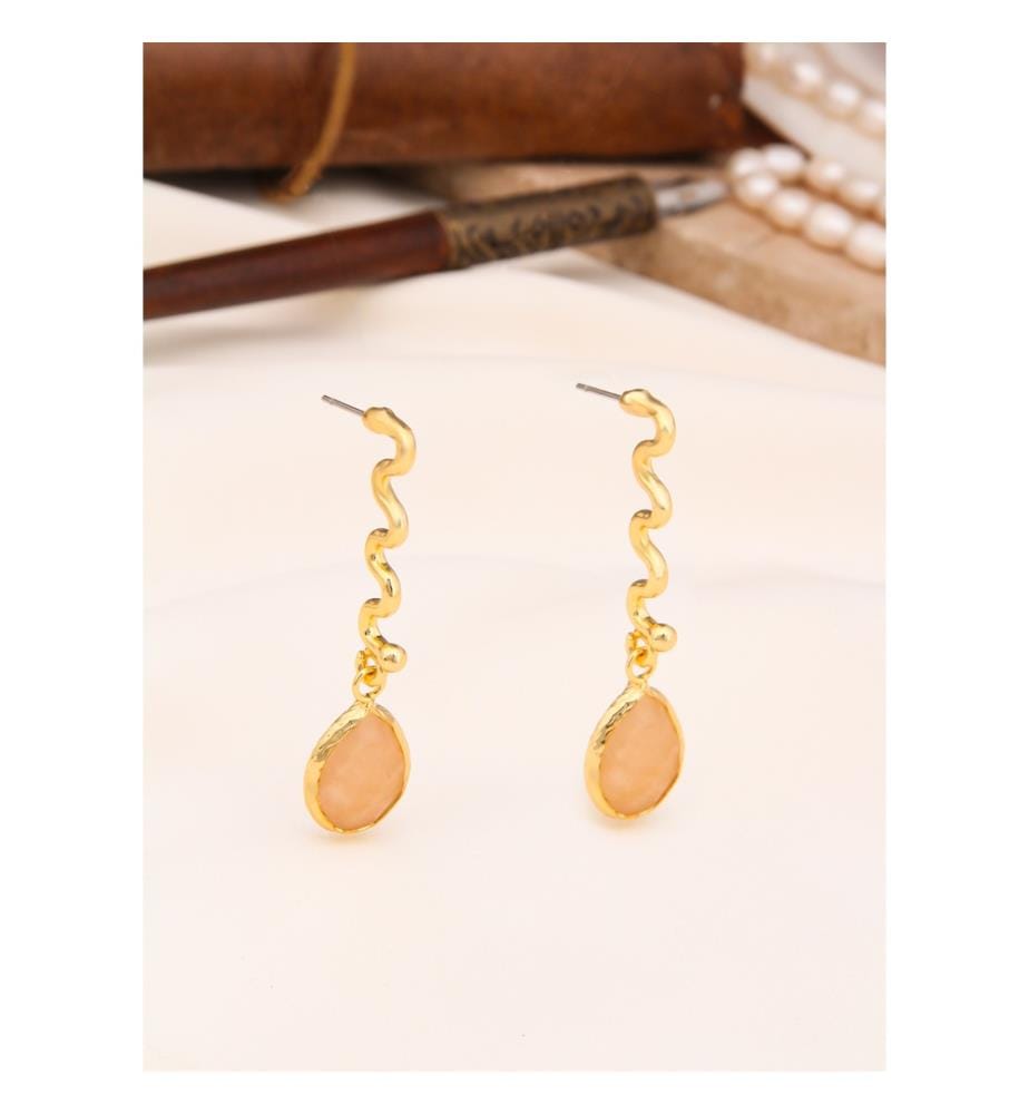 Boucles d'Oreilles pierre de soleil - marron