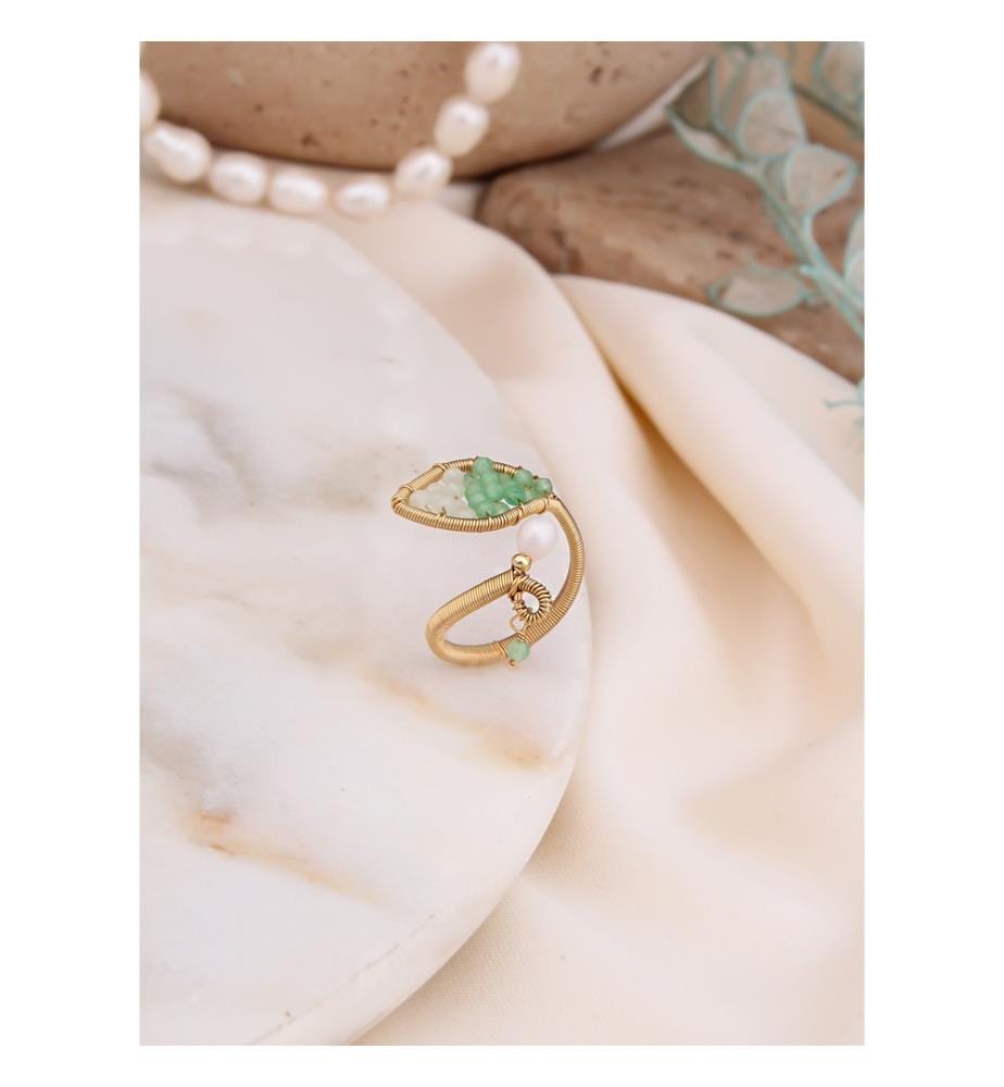 Bague en zircon et perle - Multicolore