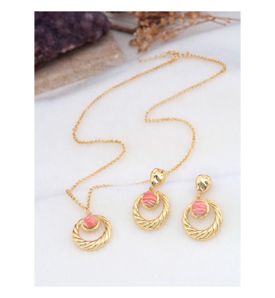 Ensemble Varasite (Collier et Boucles d'oreilles) - Rose
