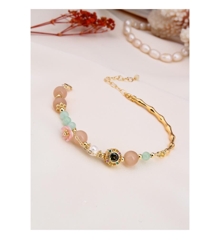 Bracelet en quartz rose et perles - Mélange de couleurs