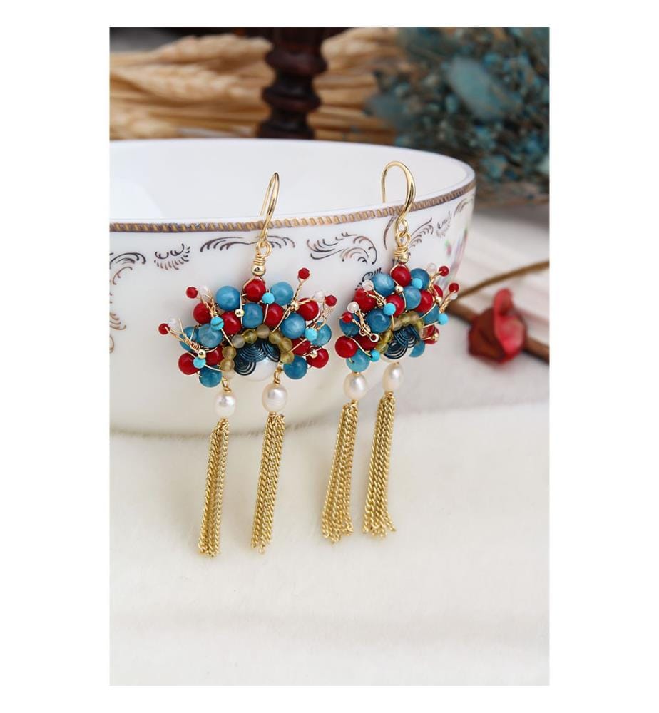 Boucles d'Oreilles en perles et cristal - Mélange