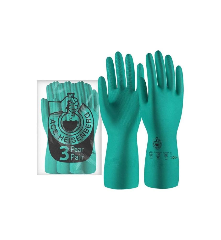 ACE - 3 paires de gants Heisenberg pour produits chimiques Taille: L, Vert