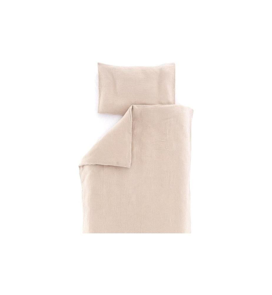 Träumeland Linge de lit Mousseline beige 100 x 135 cm + 40 x 60 cm