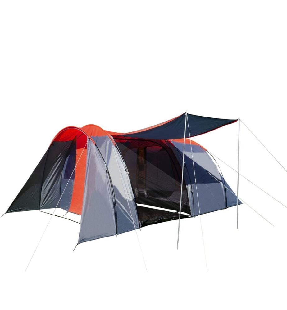 Tente de camping 6 personnes tente dôme rouge grise