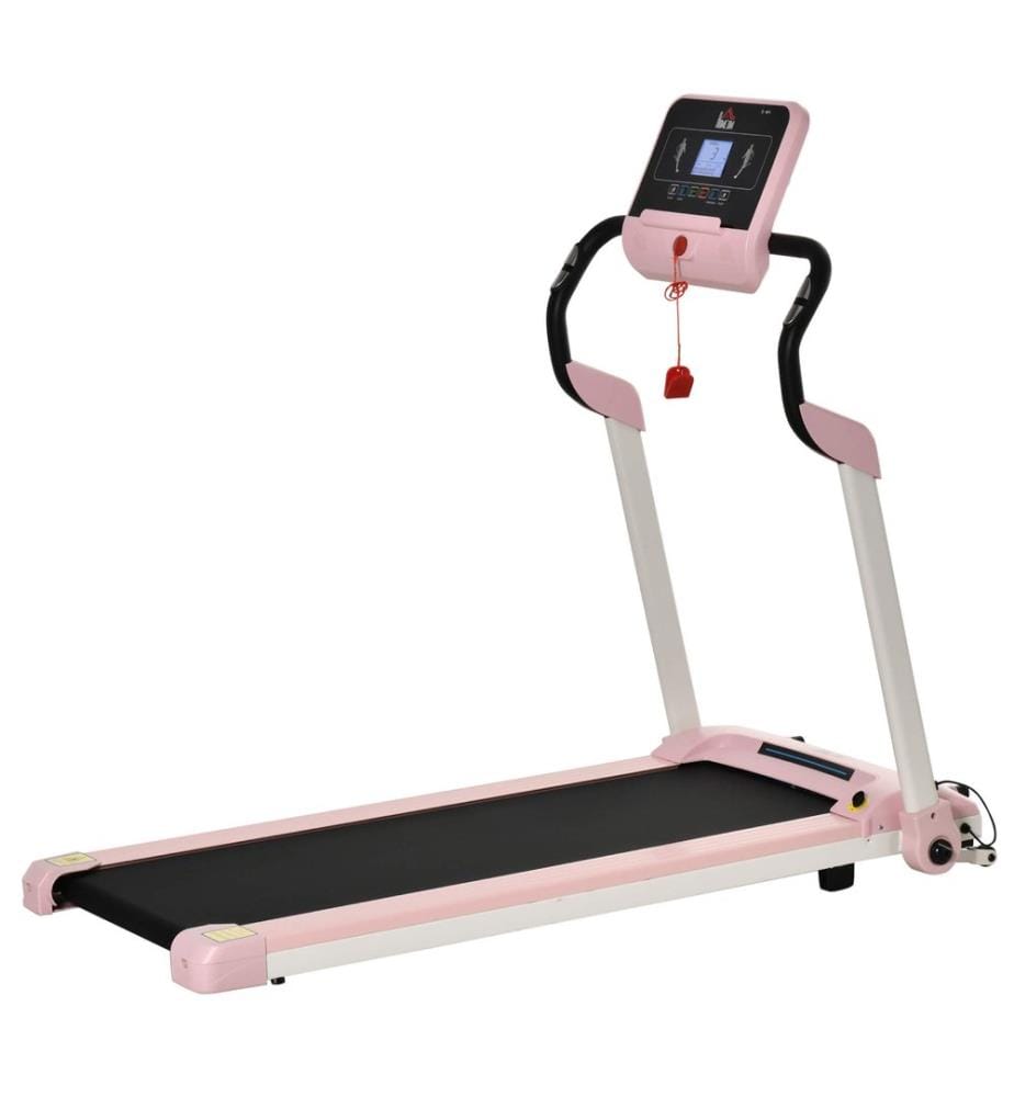 Tapis de course pliable à entraînement électrique, 400 W, 1-12 km/h, écran LCD, rose