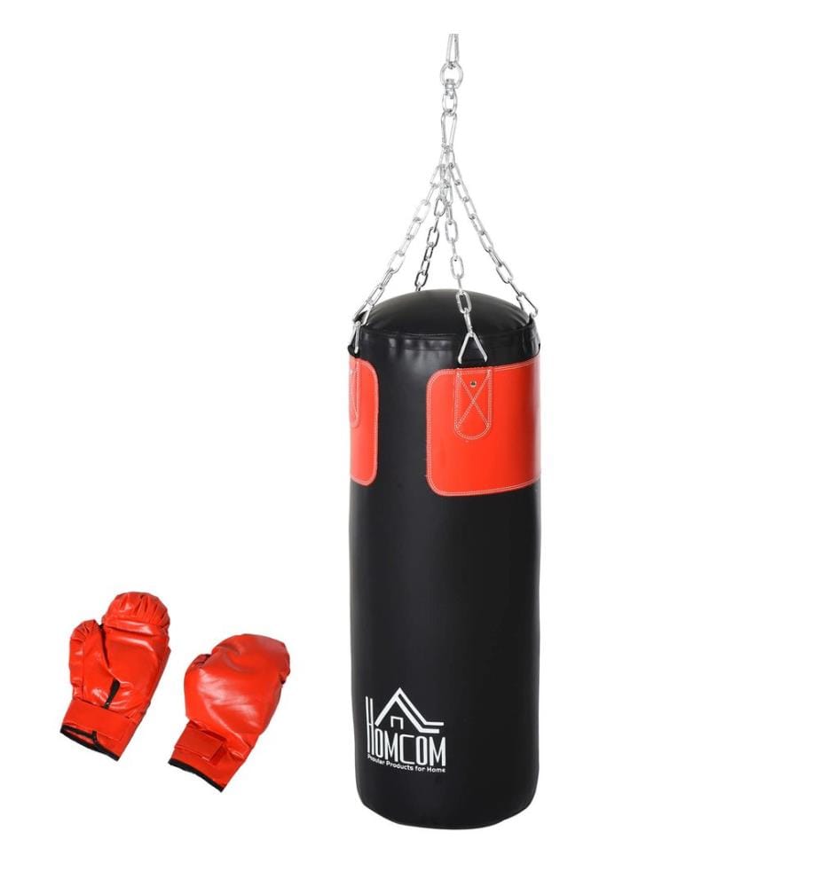 Ensemble sac de frappe avec gants de boxe, rempli de 16 kg, Ø 30 x 80 cm