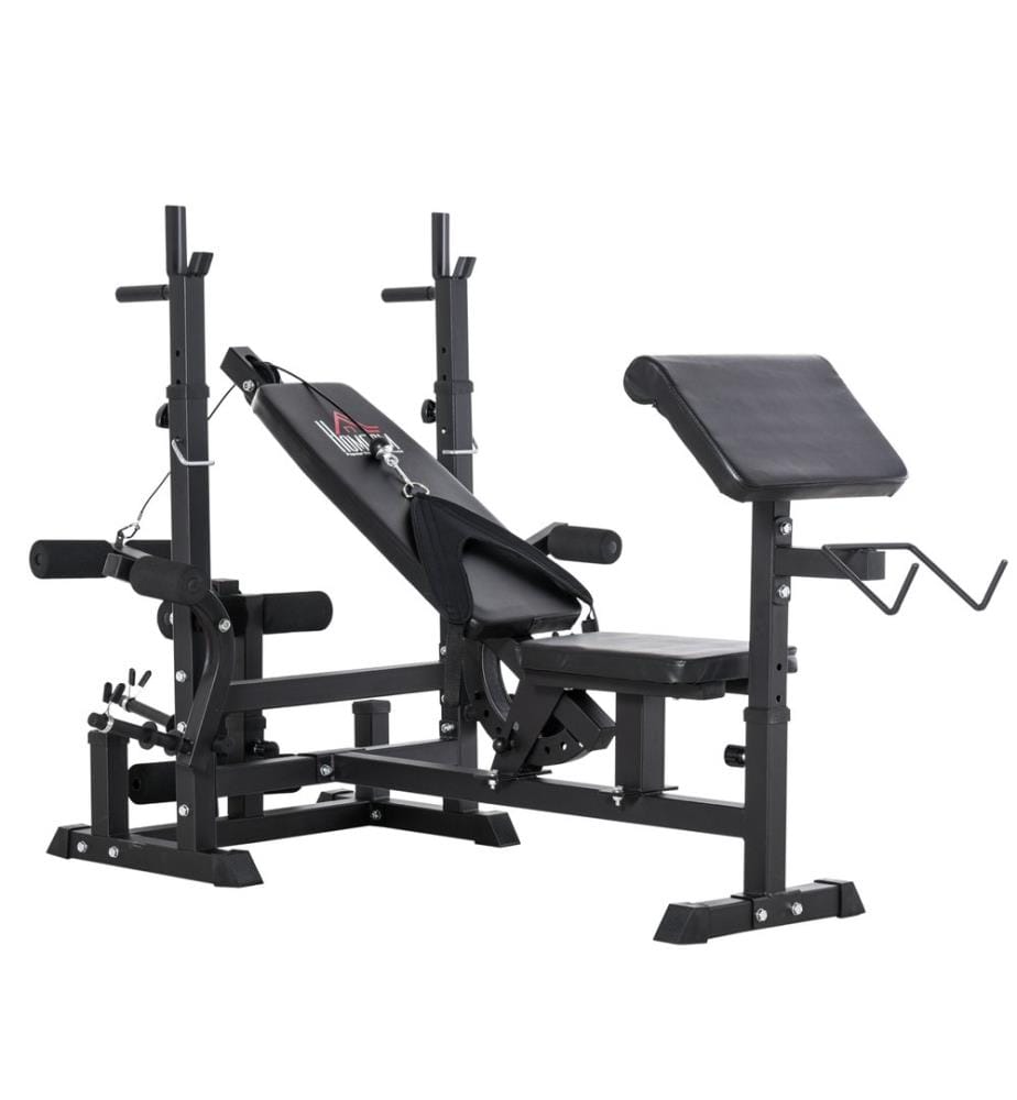 Banc de musculation multifonctionnel avec support pour haltères longs