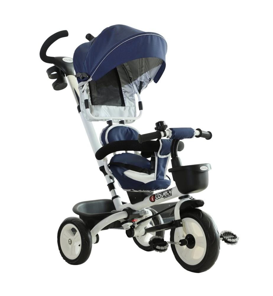 Poussette 4-en-1 à trois roues - Bleue