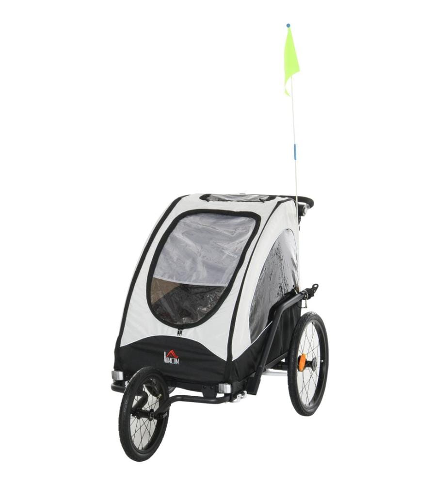 Poussette 3 en 1 - Remorque pour enfants - Poussette blanche et noire