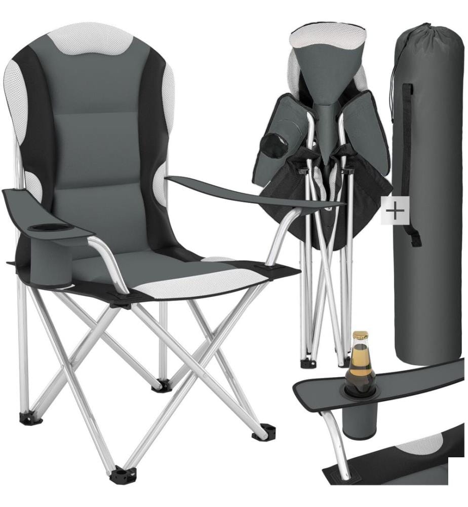 Chaise pliante avec rembourrage - gris, par pièce