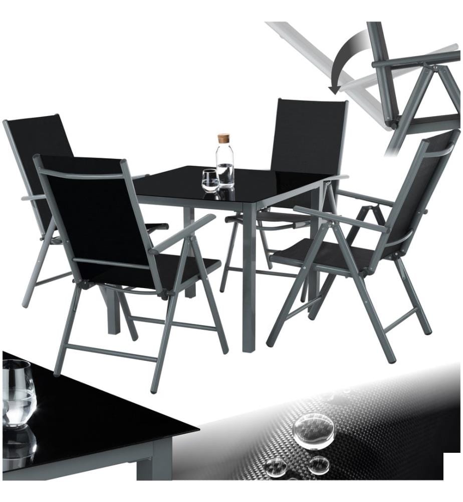 Salon de jardin aluminium 4 places - gris anthracite