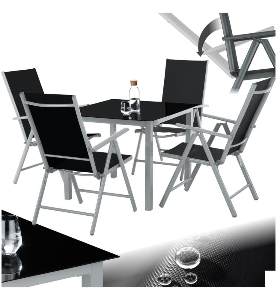 Salon de jardin aluminium 4 places - argent