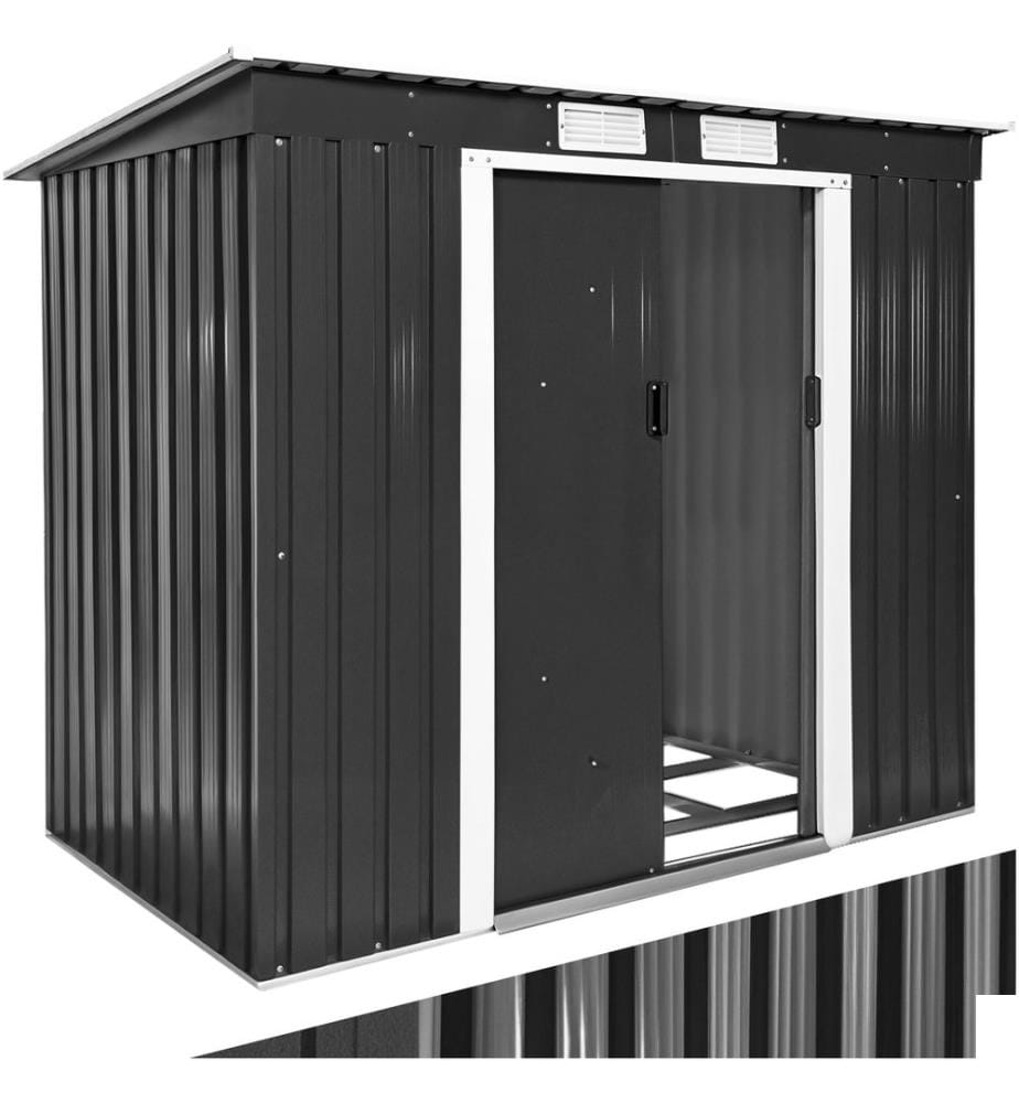 Abri de jardin métal 2,7 m² toiture monopente - grisblanc