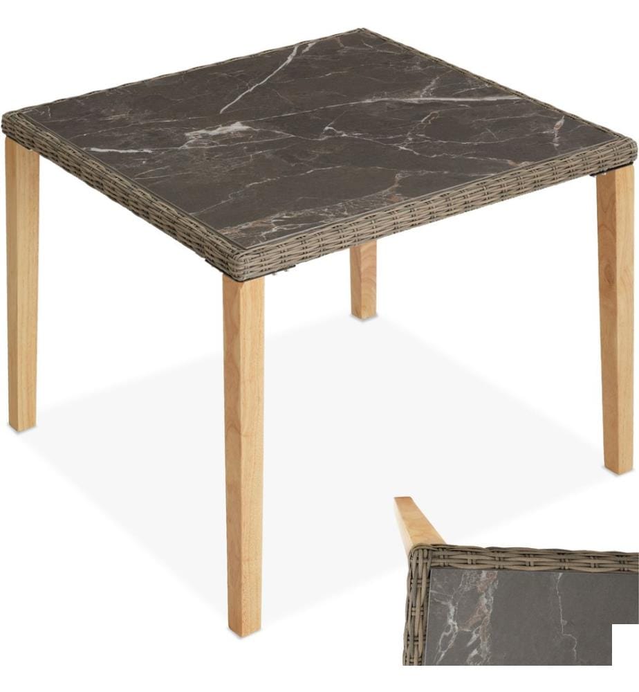 Table en rotin Tarent 93,5 x 93,5 x 75 cm - marron naturel