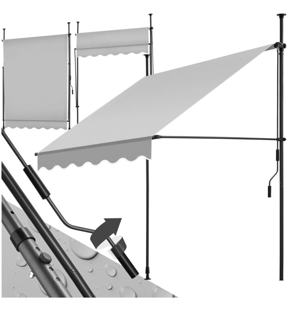 Store à pince sans perçage avec manivelle, réglable en hauteur - 150 x 180 cm, gris clair