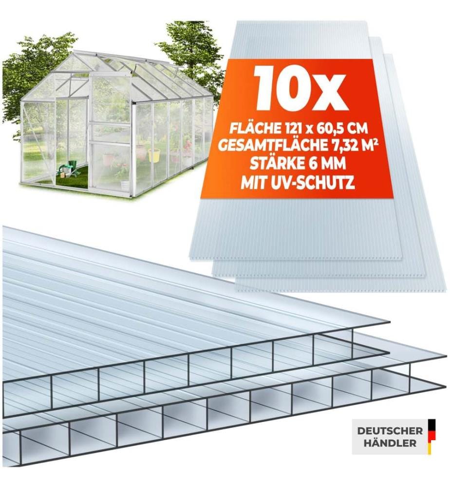 Lot de 10 plaques doubles SHINY en polycarbonate découpables - 121 x 60,5 x 0,6 cm