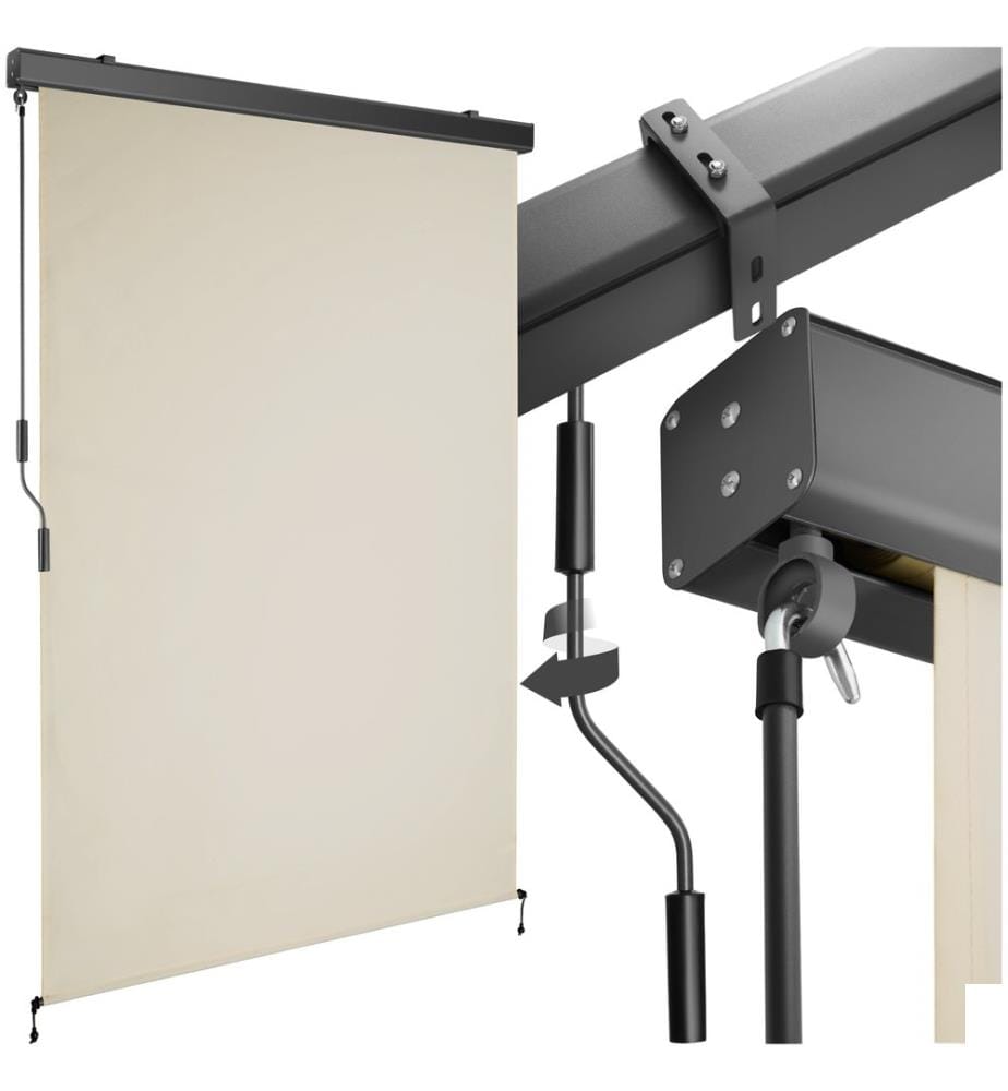 Store banne verticale ELOISE avec 2 supports muraux - 120 x 250 cm, beige