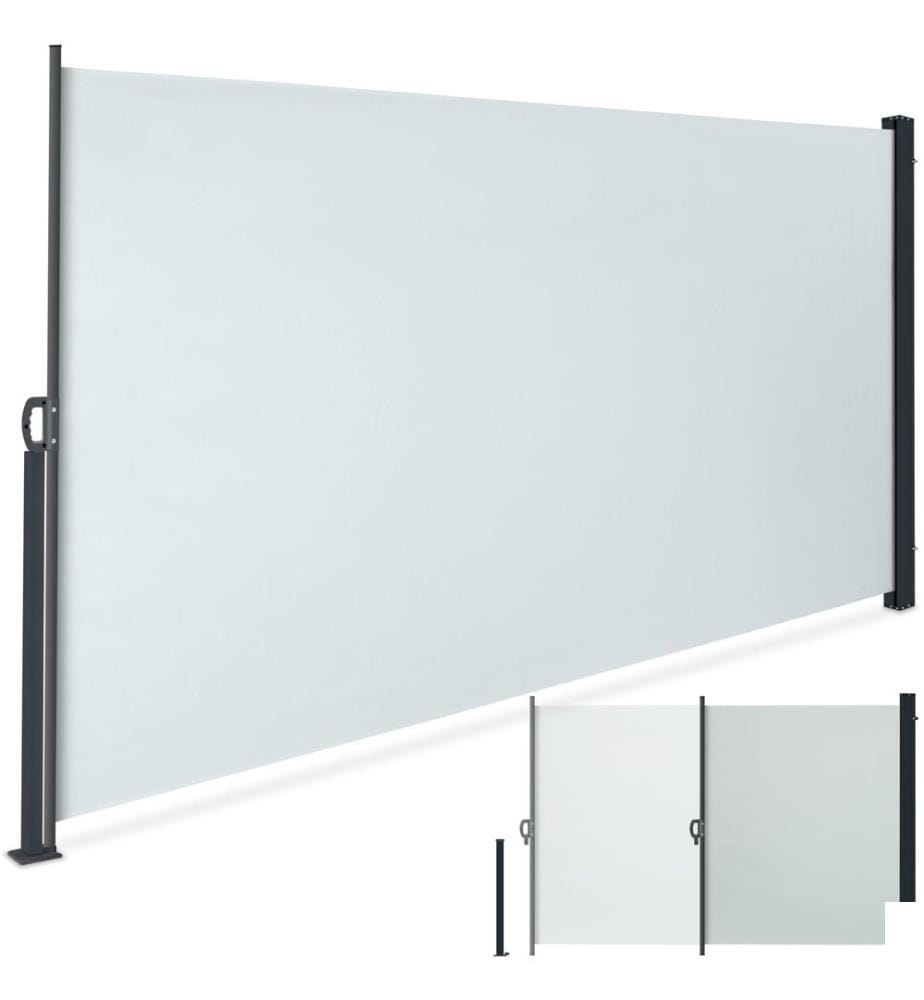 Auvent latéral extensible avec mécanisme d'enroulement, opaque - 300 x 180 cm, gris