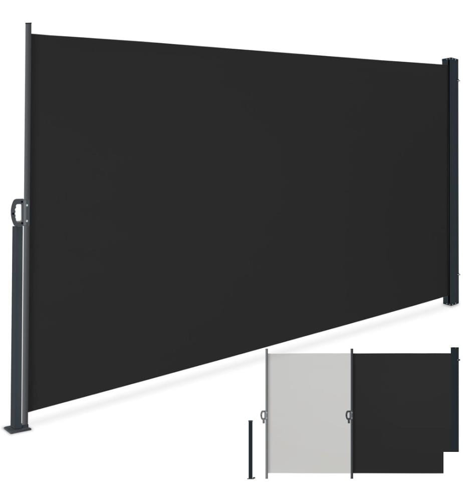 Auvent latéral extensible avec mécanisme d'enroulement, opaque - 300 x 180 cm, noir