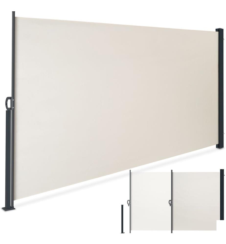 Auvent latéral extensible avec mécanisme d'enroulement, opaque - 300 x 160 cm, beige