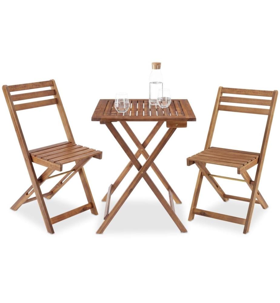 Ensemble de bistrot Sóller, pliable, pour 2 personnes, résistant aux intempéries - marron