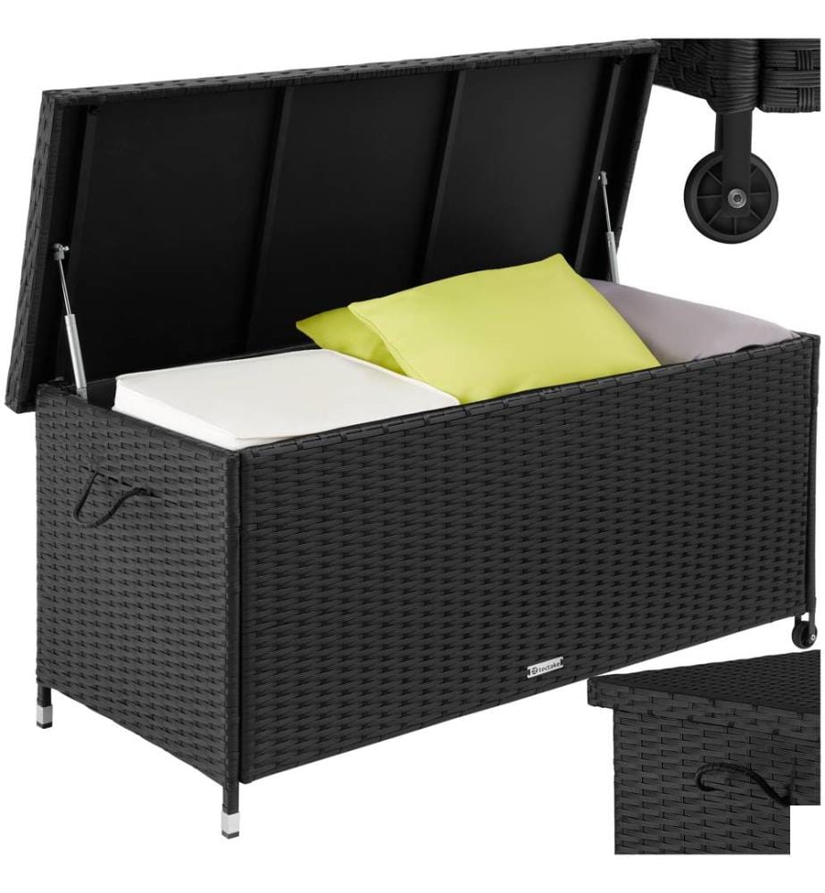 Coffre de jardin KIRUNA en rotin synthétique 121 x 56 x 60 cm 270 L - noir