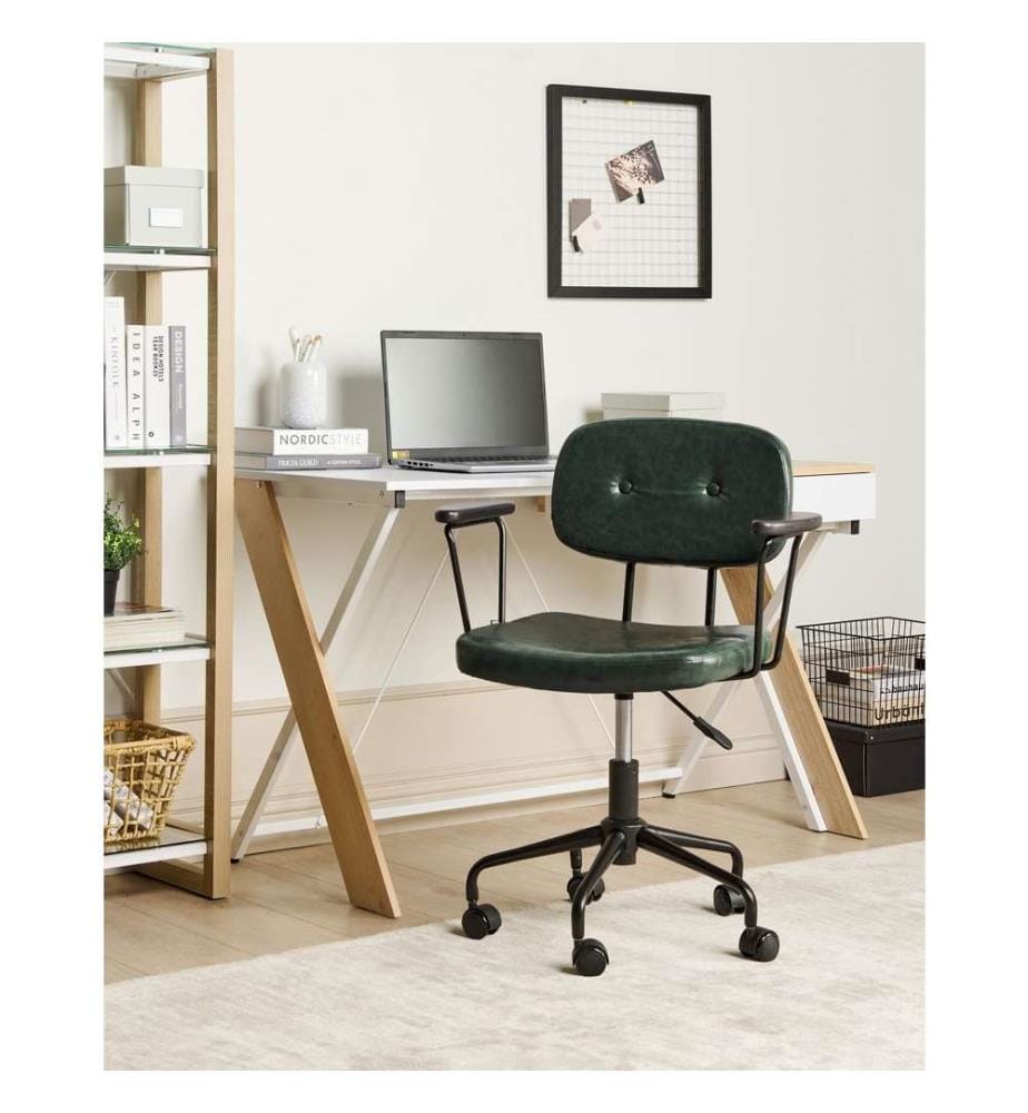 Chaise de bureau ALGERITA Cuir PU Vert foncé